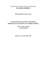 (LUẬN văn THẠC sĩ) AN INVESTIGATION INTO ATTITUDINAL RESOURCES IN ENGLISH LOVE SHORT STORIES 
