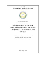 (LUẬN văn THẠC sĩ) thực trạng công tác chăm sóc người bệnh trầm cảm của điều dưỡng tại viện pháp y tâm thần trung ương năm 2020 