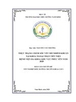 (LUẬN văn THẠC sĩ) thực trạng chắm sóc vết mổ nhiễm khuẩn tại khoa ngoại thận tiết niệu bệnh viện đa khoa khu vực phúc yên năm 2020 