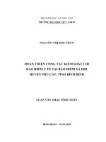 (LUẬN văn THẠC sĩ) hoàn thiện công tác kiểm soát chi bảo hiểm y tế tại bảo hiểm xã hội huyện phù cát, tỉnh bình định 