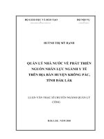 (LUẬN văn THẠC sĩ) quản lý nhà nước về phát triển nguồn nhân lực ngành y tế trên địa bàn huyện krông pắc, tỉnh đắk lắk 