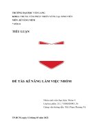 TIỂU LUẬN đề tài kĩ NĂNG làm VIỆC NHÓM tính tất yếu của sự hợp tác trong làm việc nhóm bốn yếu tố nền tảng của một nhóm làm việc 