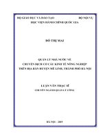 (LUẬN văn THẠC sĩ) QLNN về chuyển dịch cơ cấu kinh tế nông nghiệp trên địa bàn huyện mê linh, thành phố hà nội 