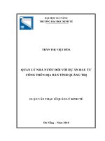 (luận văn thạc sĩ) quản lý nhà nước đối với dự án đầu tư công trên địa bàn tỉnh quảng trị 