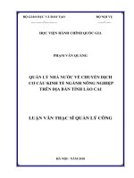(LUẬN văn THẠC sĩ) quản lý nhà nước về chuyển dịch cơ cấu kinh tế ngành nông nghiệp trên địa bàn tỉnh lào cai 