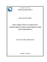 (luận văn thạc sĩ) hoàn thiện công tác kiểm soát chi bảo hiểm xã hội tại bảo hiểm xã hội thành phố hội an 