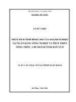 (luận văn thạc sĩ) phân tích tình hình cho vay doanh nghiệp tại ngân hàng nông nghiệp và phát triển nông thôn   chi nhánh tỉnh kon tum  