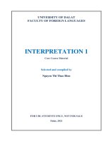 INTERPRETATION 1 core course material INTERPRETATION  BASIC INTERPRETATION SKILLS INTERPRETATION PRACTICE 