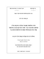 (LUẬN văn THẠC sĩ) ứng dụng công nghệ thông tin trong giải quyết thủ tục hành chính tại bảo hiểm xã hội tỉnh quảng trị 