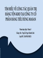 tiểu luận tìm HIỂU về CÔNG tác QUẢN TRỊ HÀNG tồn KHO tại CÔNG TY cổ PHẦN HÀNG TIÊU DÙNG MASAN 