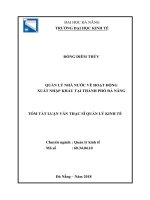 (luận văn thạc sĩ) tóm tắt luận văn thạc sĩ quản lý nhà nước về hoạt động xuất nhập khẩu tại thành phố đà nẵng 