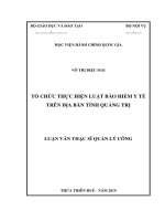 (LUẬN văn THẠC sĩ) tổ chức thực hiện luật bảo hiểm y tế trên địa bàn tỉnh quảng trị 