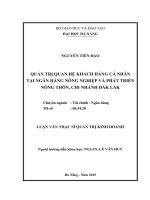(luận văn thạc sĩ) quản trị quan hệ khách hàng cá nhân tại ngân hàng nông nghiệp và phát triển nông thôn, chi nhánh đăk lăk 