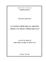 (luận văn thạc sĩ) tư tưởng chính trị của arixtôt trong tác phẩm  chính trị luậ 
