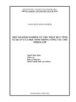 SÁNG KIẾN KINH NGHIỆM một số kinh nghiệm về việc phát huy tính tự quản của học sinh trong công tác chủ nhiệm lớp 