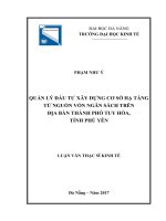 (luận văn thạc sĩ) quản lý đầu tư xây dựng cơ sở hạ tầng từ nguồn vốn ngân sách trên địa bàn thành phố tuy hòa, tỉnh phú yên 
