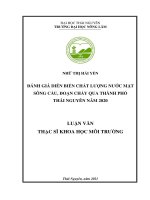 Đánh giá diễn biến chất lượng nước mặt sông cầu, đoạn chảy qua thành phố thái nguyên năm 2020 