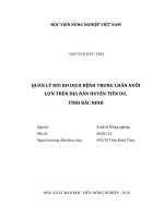(LUẬN văn THẠC sĩ) quản lý rủi ro dịch bệnh trong chăn nuôi lợn trên địa bàn huyện tiên du, tỉnh bắc ninh 