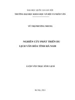 NGHIÊN CỨU PHÁT TRIỂN DU LỊCH VĂN HÓA TỈNH HÀ NAM