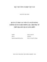 (LUẬN văn THẠC sĩ) quản lý cho vay vốn của ngân hàng chính sách xã hội thông qua hội phụ nữ trên địa bàn quận long biên 
