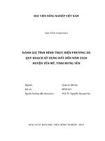 (LUẬN văn THẠC sĩ) đánh giá tình hình thực hiện phương án quy hoạch sử dụng đất đến năm 2020 huyện yên mỹ, tỉnh hưng yên 