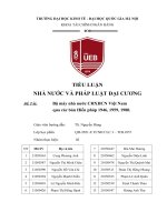 TIỂU LUẬN NHÀ NƯỚC VÀ PHÁP LUẬT ĐẠI CƯƠNG ĐỀ TÀI Bộ máy nhà nước CHXHCN Việt Nam        qua các bản Hiến pháp 1946, 1959, 1980