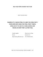 (LUẬN văn THẠC sĩ) nghiên cứu ảnh hưởng của một số công thức phân bón đến sinh trưởng, phát triển, năng suất và chất lượng giống chè trung du búp tím tại phú thọ 