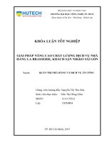(LUẬN văn THẠC sĩ) giải pháp nâng cao chất lượng dịch vụ nhà hàng la brasserie, khách sạn nikko sài gòn​ 
