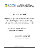 (LUẬN văn THẠC sĩ) thực trạng quy trình kiểm toán doanh thu bán hàng và nợ phải thu khách hàng tại công ty TNHH kiểm toán tư vấn rồng việt​ 
