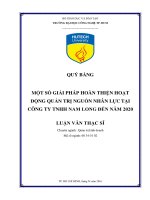 (LUẬN văn THẠC sĩ) một số giải pháp hoàn thiện hoạt động quản trị nguồn nhân lực tại công ty tnhh nam long đến năm 2020​ 