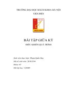 Bài tập giữ kỳ điều khiển quá trình 