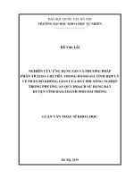 Nghiên cứu ứng dụng GIS và phương pháp phân tích đa chỉ tiêu trong đánh giá tính hợp lý về phân bố không gian của đất phi nông nghiệp trong phương án quy hoạch sử dụng đất huyện vĩnh bảo, thành phố hải phòng​ 