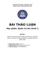 THẢO LUẬN quản trị tài chính 1 đề TÀI phân tích tình hình tài chính của công ty cổ phần đầu tư thế giới di động (MWG) trong giai đoạn từ 2018 2020  