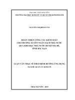 (LUẬN văn THẠC sĩ) hoàn thiện công tác kiểm soát chi thường xuyên ngân sách nhà nước qua KBNN huyện ba bể tỉnh bắc kạn 