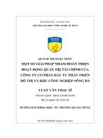 (LUẬN văn THẠC sĩ) một số giải pháp nhằm hoàn thiện hoạt động quản tr tài chính tại công ty cổ phần đầu tư phát triển đô th và khu công nghiệp sông đà 