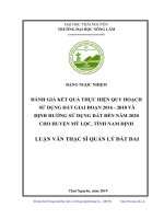 (LUẬN văn THẠC sĩ) đánh giá kết quả thực hiện quy hoạch sử dụng đất giai đoạn 2016 2018 và định hướng sử dụng đất năm 2020 cho huyện mỹ lộc, tỉnh nam định​ 