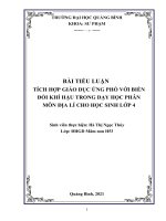 Tiểu luận tích hợp giáo dục ứng phó với biến đổi khí hậu trong dạy học phân môn Địa lí cho học sinh lớp 4