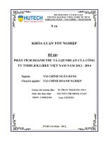 (LUẬN văn THẠC sĩ) phân tích doanh thu và lợi nhuận của công ty tnhh jollibee việt nam năm 2012   2014​ 