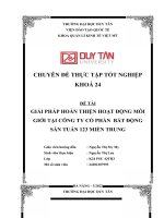 GIẢI PHÁP HOÀN THIỆN HOẠT ĐỘNG môi GIỚI tại CÔNG TY cổ PHẦN  bất ĐỘNG sản TUẤN 123 MIỀN TRUNG 