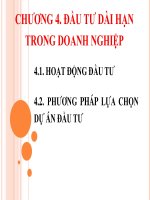 ĐẦU TƯ DÀI HẠN TRONG DOANH NGHIỆP - HOẠT ĐỘNG ĐẦU TƯ - PHƯƠNG PHÁP LỰA CHỌN DỰ ÁN ĐẦU TƯ