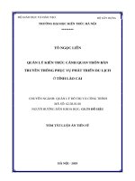 QUẢN LÝ KIẾN TRÚC CẢNH QUAN THÔN BẢN TRUYỀN THỐNG PHỤC VỤ PHÁT TRIỂN DU LỊCH Ở TỈNH LÀO CAI