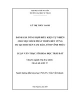 (LUẬN văn THẠC sĩ) đánh giá tổng hợp điều kiện tự nhiên cho mục đích phát triển bền vững du lịch huyện tam đảo, tỉnh vĩnh phúc​ 