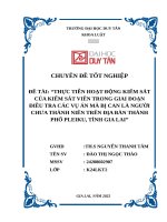 THỰC TIỄN HOẠT ĐỘNG KIỂM sát của KIỂM sát VIÊN TRONG GIAI đoạn điều TRA các vụ án mà bị CAN là NGƯỜI CHƯA THÀNH NIÊN TRÊN địa bàn THÀNH PHỐ PLEIKU, TỈNH GIA LAI 