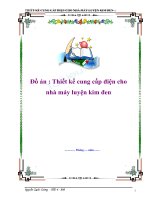 ĐỒ ÁN: THIẾT KẾ CUNG CẤP ĐIỆN CHO NHÀ MÁY LUYỆN KIM ĐEN. TS. Phan Đăng Khải