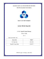 BÁO cáo THÍ NGHIỆM GIẢI TÍCH MẠCH bài 2 MẠCH điện một CHIỀU (DC) 