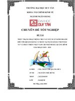 THỰC TRẠNG HOẠT ĐỘNG CHO VAY sản XUẤT KINH DOANH đối với KHÁCH HÀNG cá NHÂN tại NGÂN HÀNG TMCP đầu tư và PHÁT TRIỂN VIỆT NAM CHI NHÁNH bắc QUẢNG BÌNH GIAI đoạn 2019 – 2021