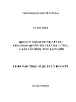 Luận văn thạc sỹ - Quản lý nhà nước về đất đai của chính quyền thị trấn Na Dương, huyện Lộc Bình, tỉnh Lạng Sơn