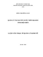 Luận văn thạc sỹ - Quản lý nhà nước đối với tài nguyên nước trên địa bàn tỉnh Điện Biên