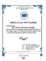 Kế toán xác định kết quả hoạt động kinh doanh tại chi nhánh công ty cổ phần việt nam kỹ nghệ súc sản – trung tâm kinh doanh chuỗi cửa hàng vissan 