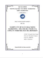 Nghiên cứu đề xuất hoạt động marketing   mix cho bia tiger của công ty tnhh nhà máy bia heineken 